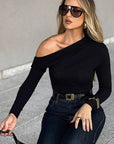Trendy Asymmetrical Off-Shoulder Long Sleeve Top