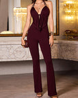Deep V Neck Halter Jumpsuit for Women
