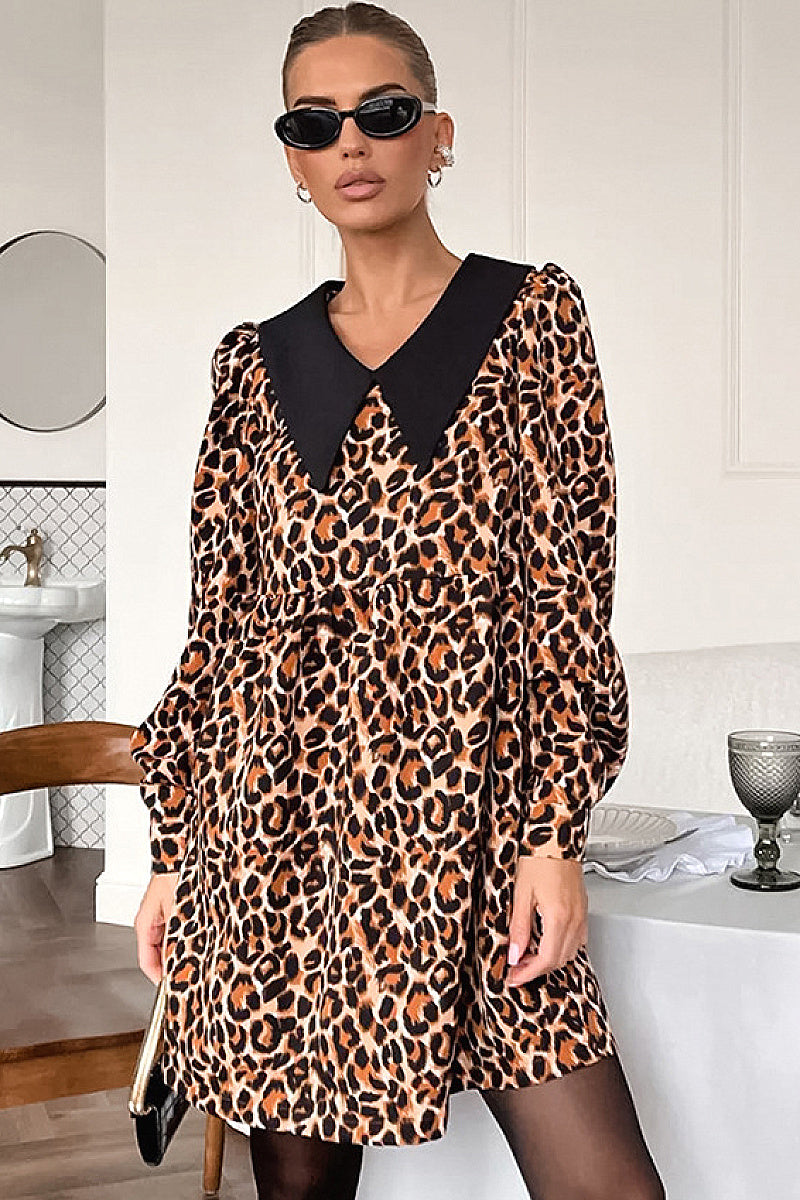 Chic Leopard Print High Waist Dress