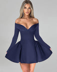 Elegant Slim Fit A-Line Long Sleeve Dress
