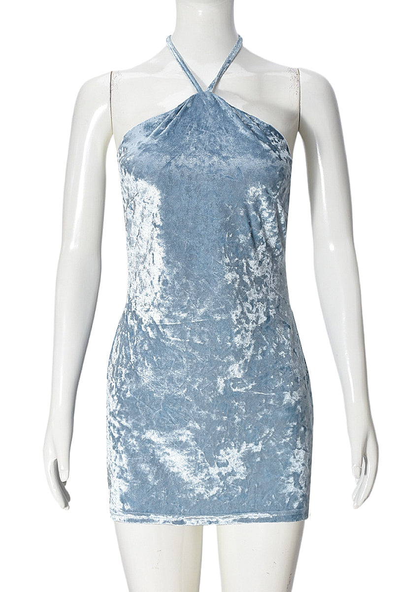 Summer Hollow Back Halter Neck Bodycon Dress