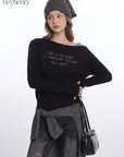 HeyHenry Stylish Asymmetric Neck Long Sleeve Top