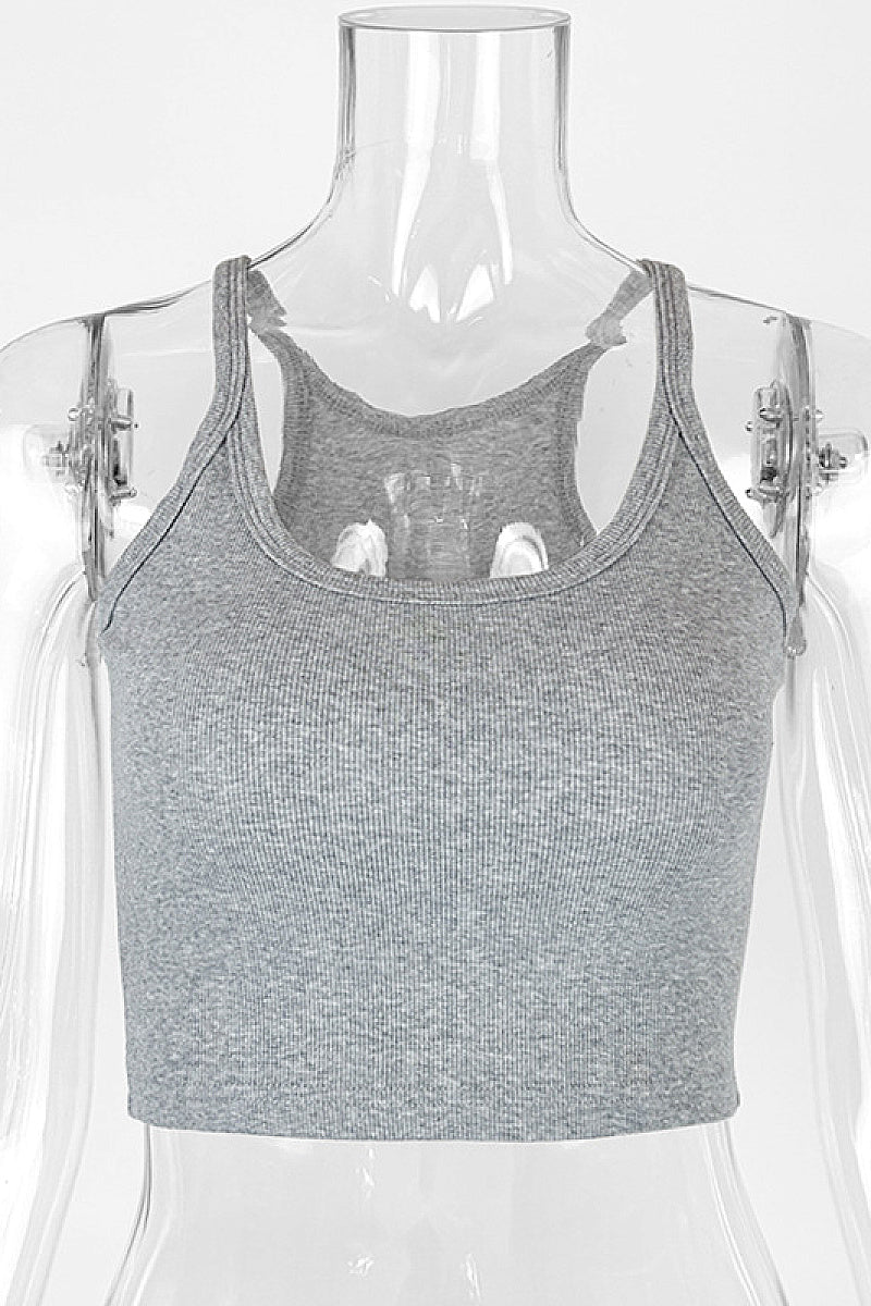 Summer Crop Top Women Sleeveless U-Neck