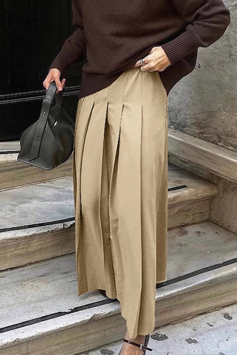 High Waist A-Line Pleated Skirt for Women