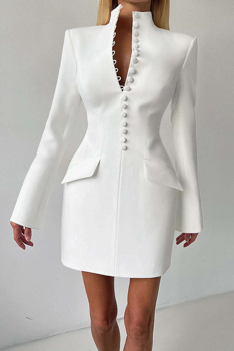 Elegant Slim Fit Long Sleeve Suit Dress