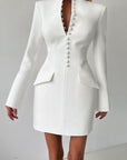 Elegant Slim Fit Long Sleeve Suit Dress