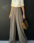 Casual Solid Color Wide Leg Pants for Women