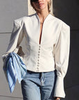 French Style Waist-Defined V-Neck Long Sleeve Coat