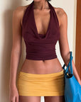 Chic Burgundy Tie-Front Crop Top