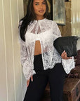 Lace Button-Up Shirt for Women
