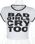 Color Block Letter Print Short Sleeve Top