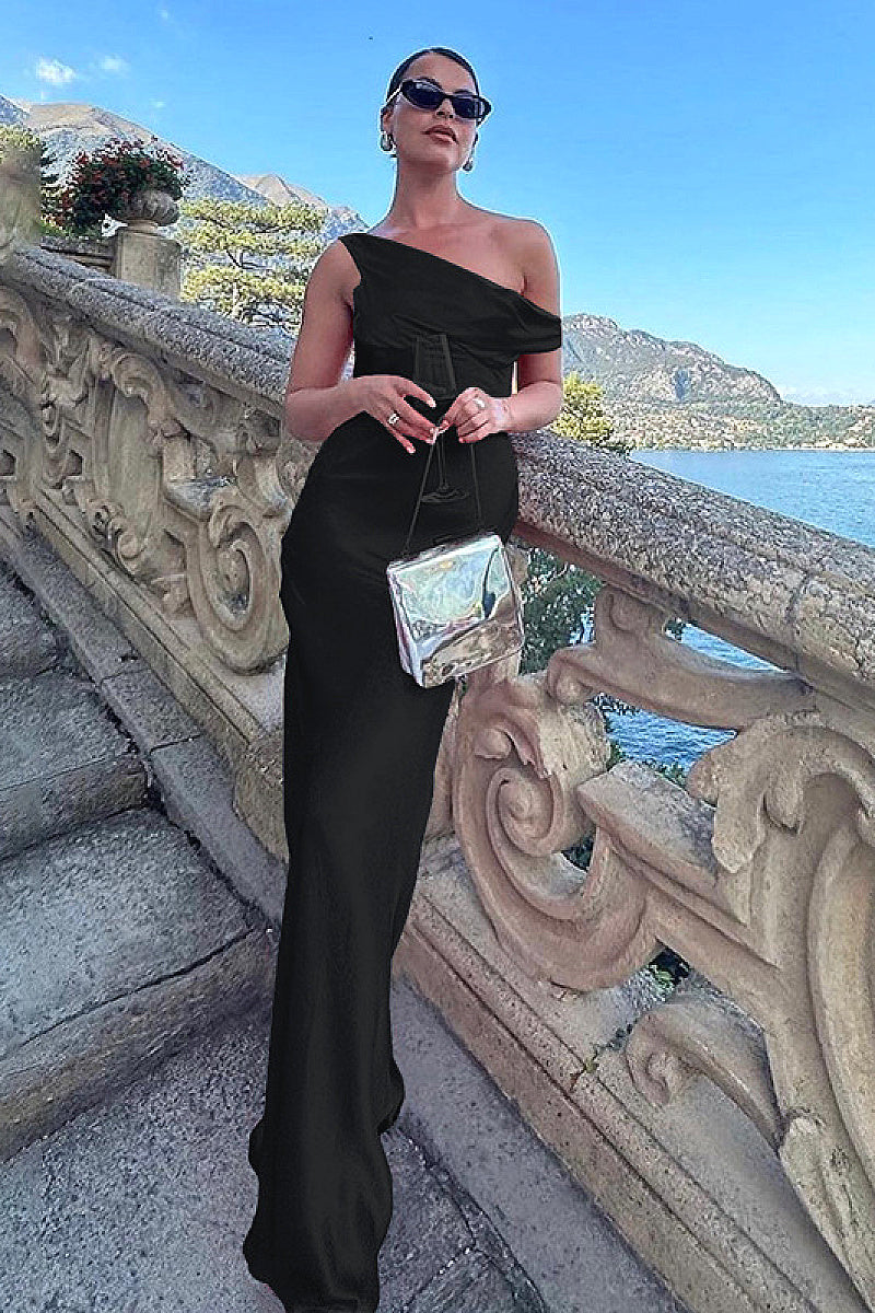 Elegant Solid Color Sleeveless Long Dress