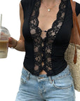 Stylish V-Neck Lace Top for Casual Wear
