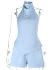 Summer Sexy Backless Top and Shorts Set