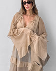 Khaki Ruffle Sleeve Maxi Dress for Spring and Summer