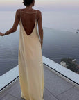 Satin Backless Long Dress for Women