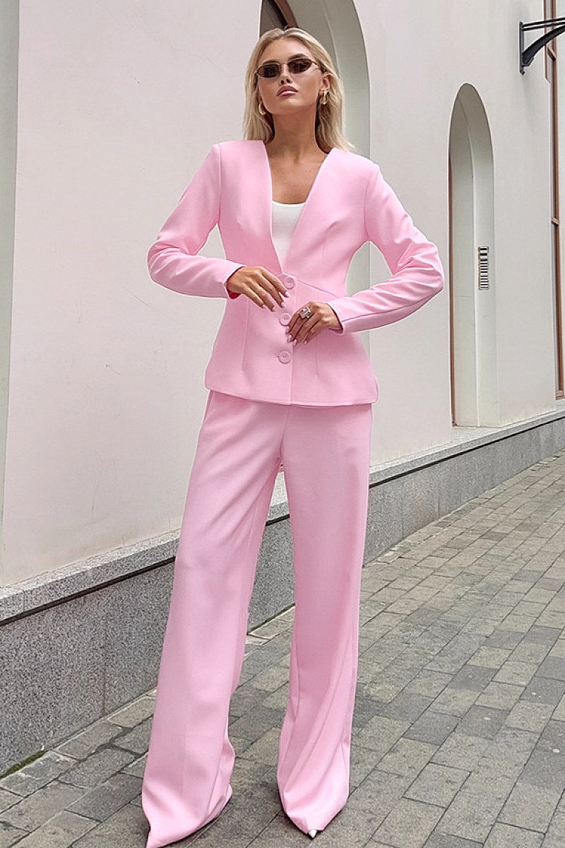 Stylish Pink Blazer and Pants Set for Women
