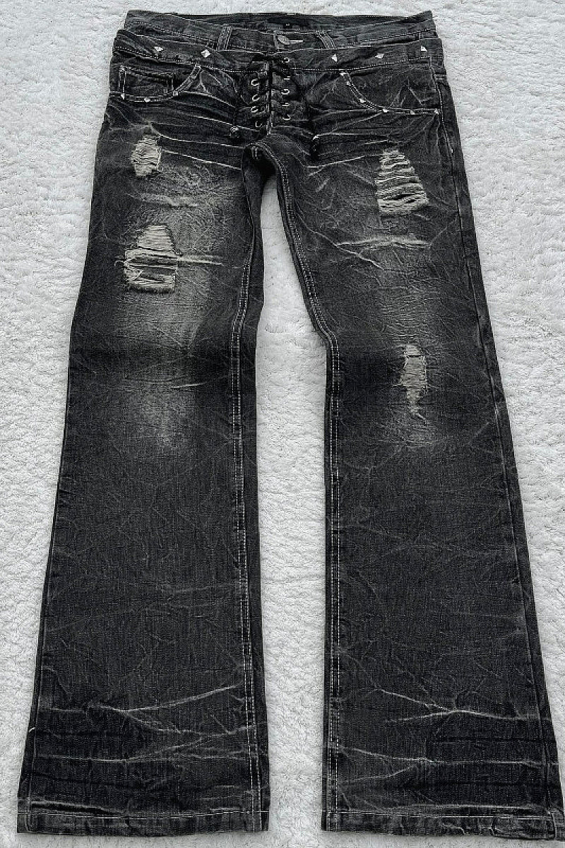 Vintage Y2K High-Waisted Flared Denim Pants