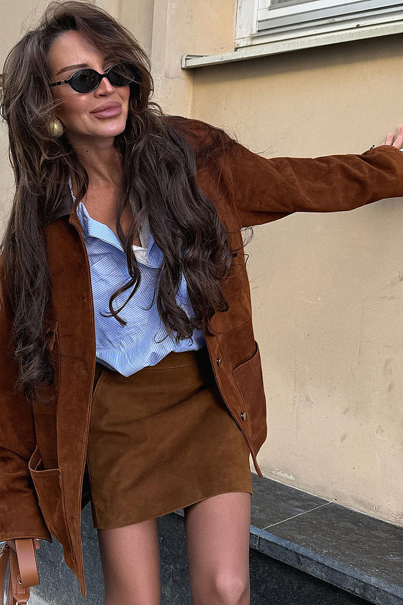 Fashionable Brown Vintage Suede Leather Jacket