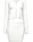 Spring Summer Women's Double Zipper Long Sleeve Bodycon Skirt