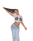 Trendy Summer Star Print Cropped T-Shirt