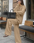 Spring Fashion Khaki Sweatshirt Set for Women