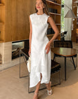 Elegant White Round Neck A-Line Dress for Women