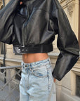 Trendy Street Style Leather Jacket for Women