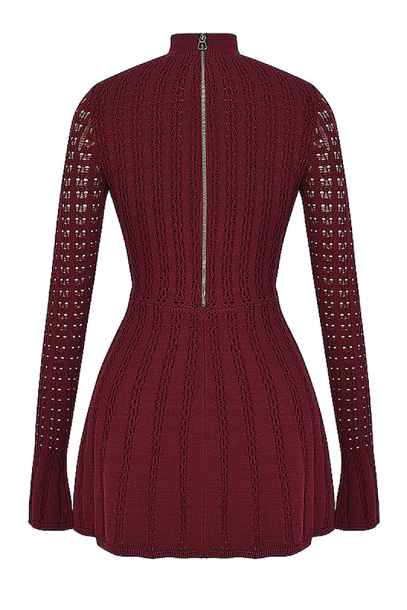 Retro Sexy Low Cut Hollow Out Knit Dress