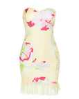 Spring Floral Print Strapless Bodycon Dress