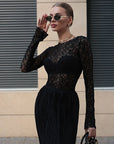 Chic Sheer Lace Long Sleeve Top
