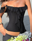 Stylish Off-Shoulder Ruffle Crop Top