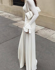 Elegant Lace Patchwork V-Neck Long Dress