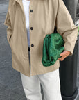 French Khaki Long Trench Coat for Women