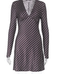 V-Neck Polka Dot Long Sleeve Dress