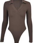 Fashionable Slim Fit Polo Neck Long Sleeve Top