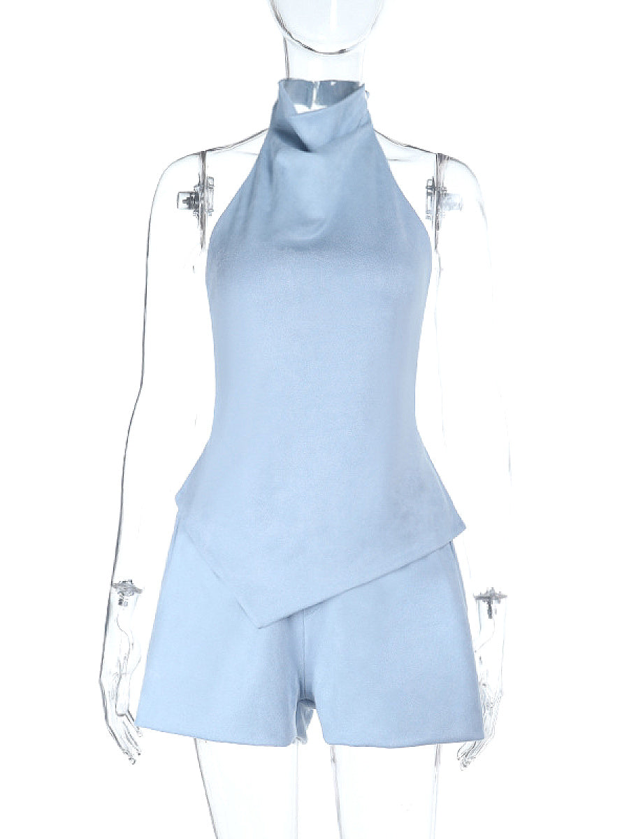 Summer Sexy Backless Top and Shorts Set