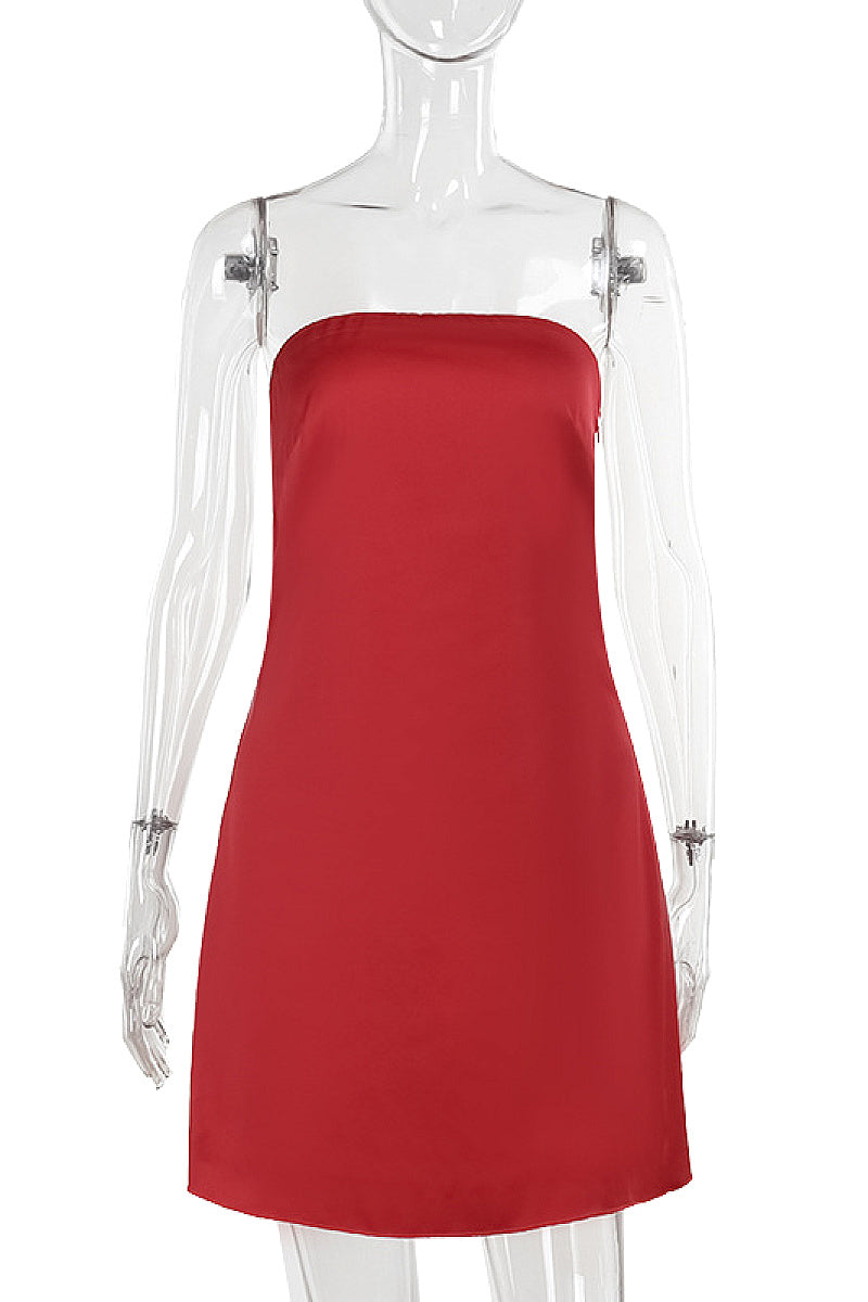 Elegant Strapless Satin Mini Dress