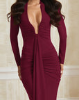 Elegant Long Sleeve U-Neck Dress for Women