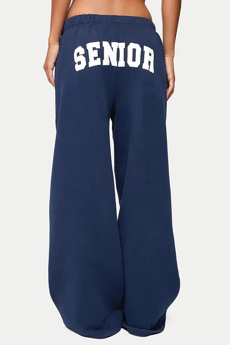 Trendy Letter Print Wide Leg Pants for Women