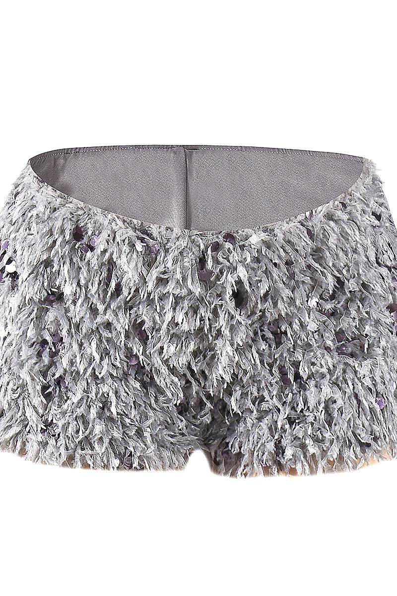 Sexy Low Rise Feather Sequined Shorts for Women