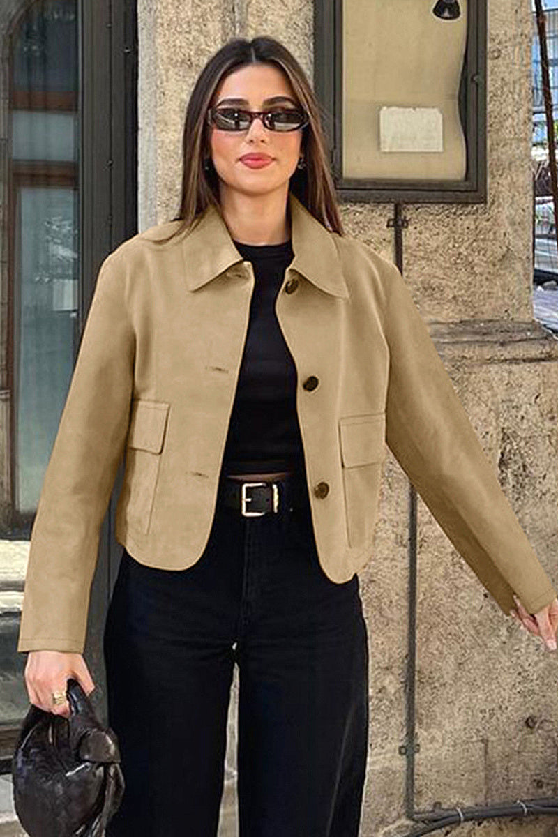 Chic Brown Suede Jacket for Women
