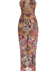 Elegant Embroidered Sequin Flower Strapless Dress