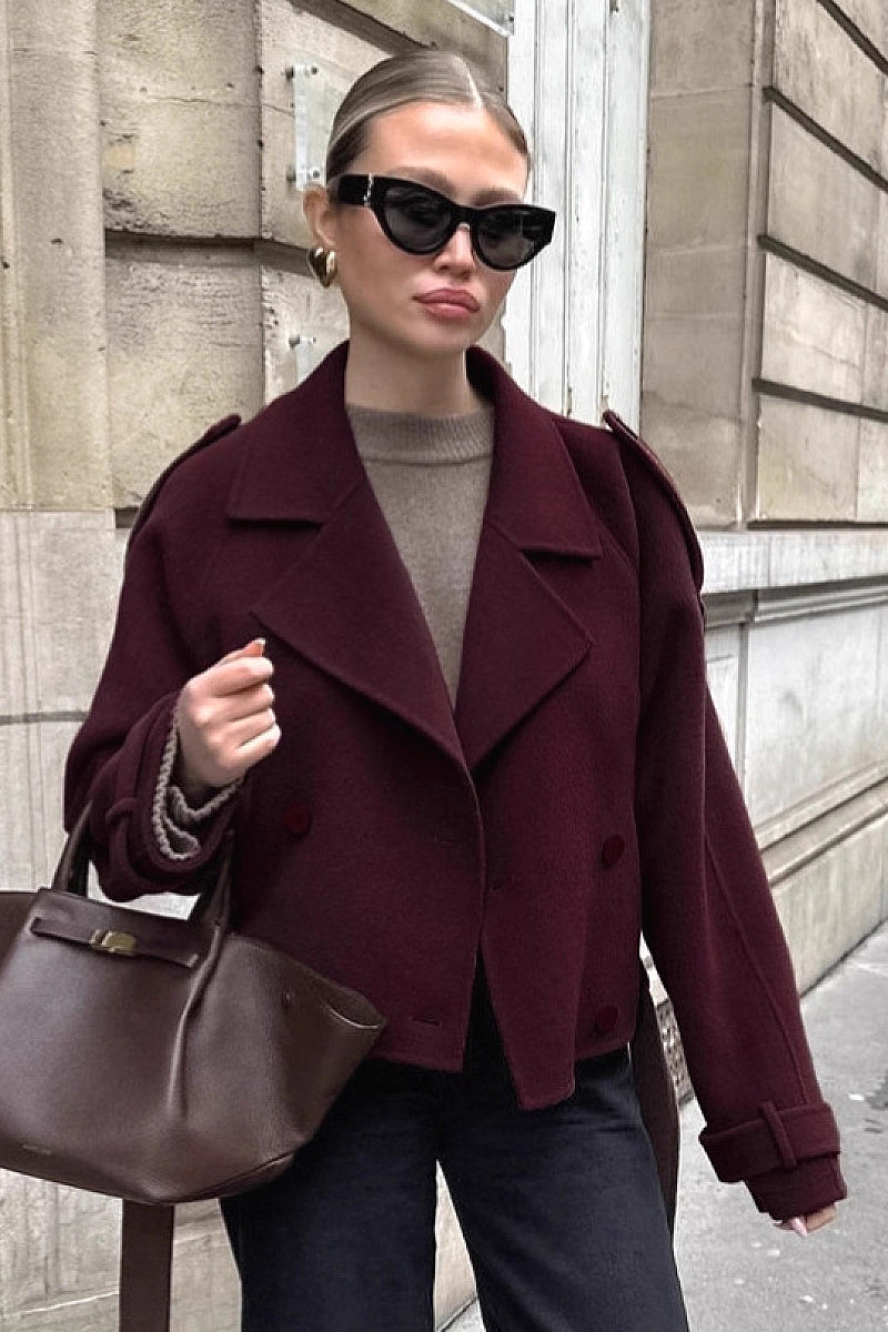 Chic Brown Woolen Coat for Women
