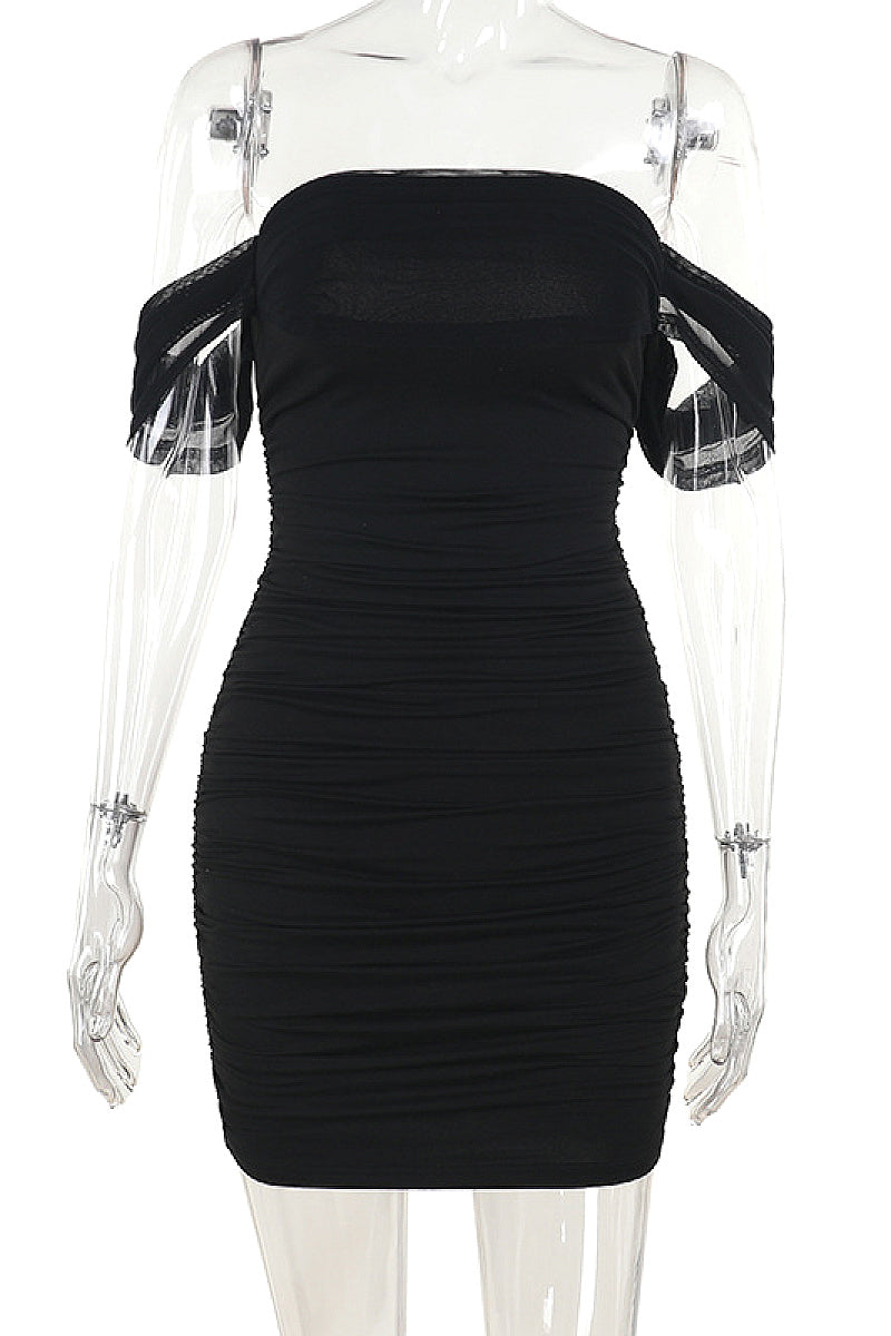 Elegant Off-Shoulder Dress with Ruffles