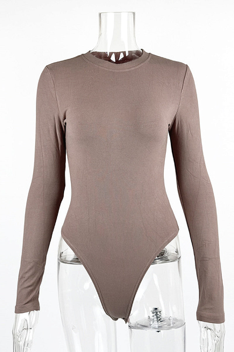 Spring Women's Ribbed Long Sleeve Bodysuit