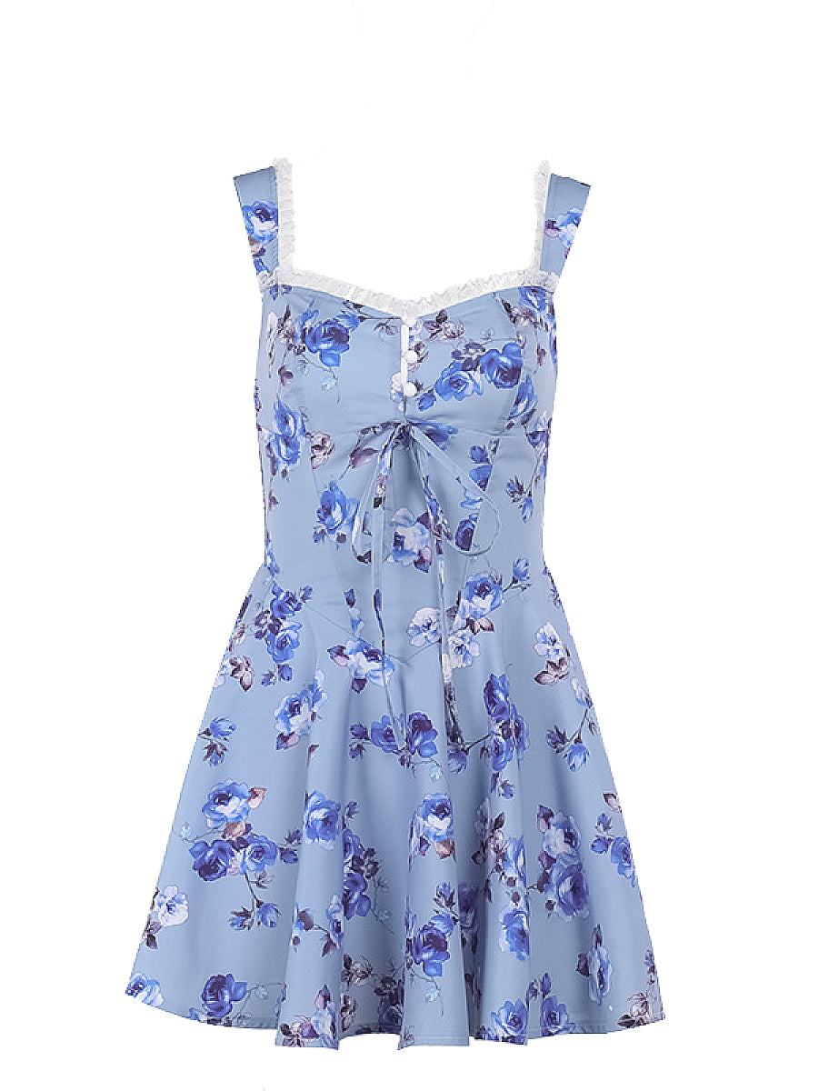Floral A-Line V-Neck Dress for Women