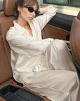 Casual Vintage Satin Two-Piece Set for Women