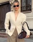 Chic Casual V-Neck Long Sleeve Blazer for Women