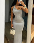 Summer One-Shoulder Sleeveless Bodycon Dress
